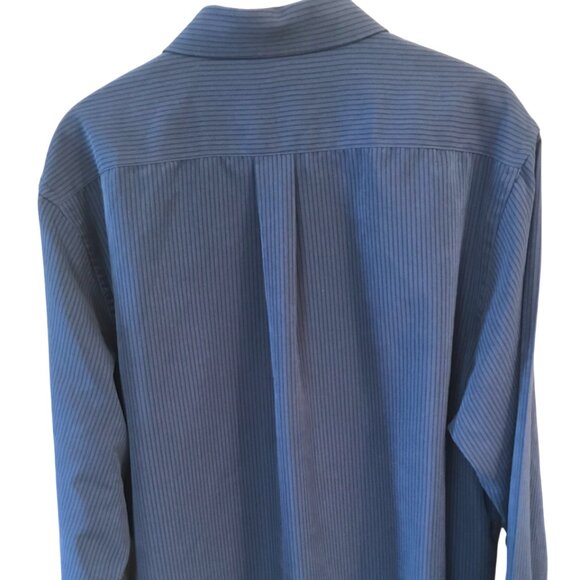 Croft & Barrow Soft Button-Down Shirt: Long Sleeves Navy Black Pinstripe, XL - Picture 6 of 9